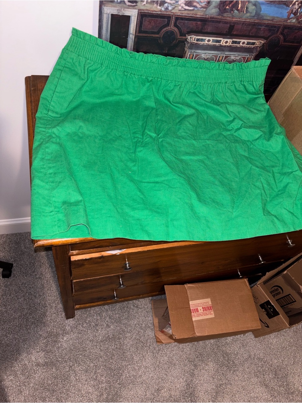 J CrewGreen Elastic Waist Mini Skirt